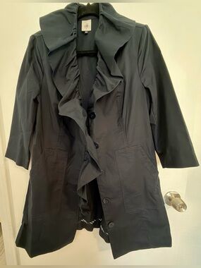 CAbi Blue Ruffle-Collar Blazer Jacket